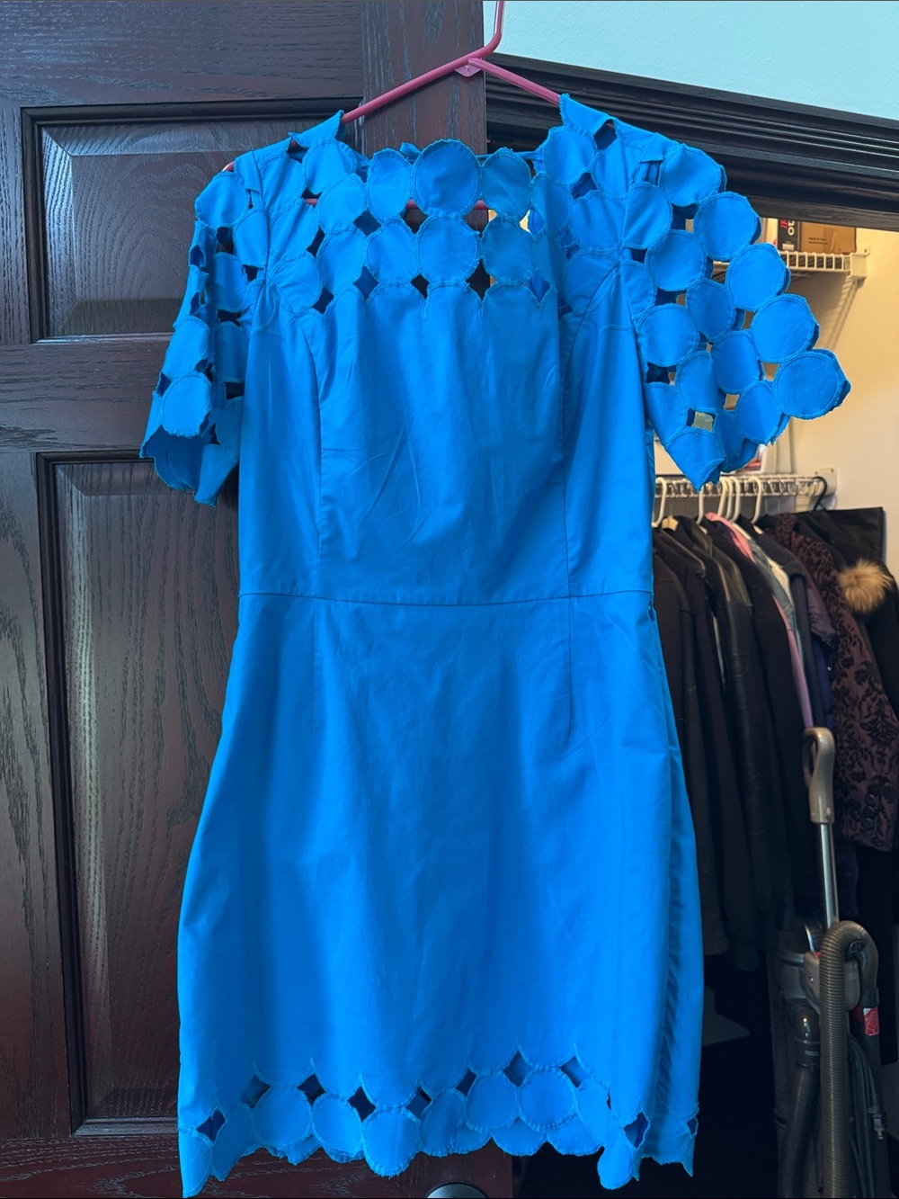 Anthropologie Vibrant Blue Cutout Floral Sheath Dress